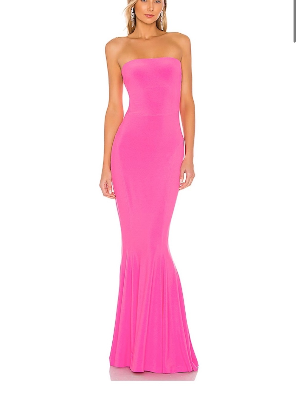 Norma Kamali Strapless Neon Pink Mermaid Gown